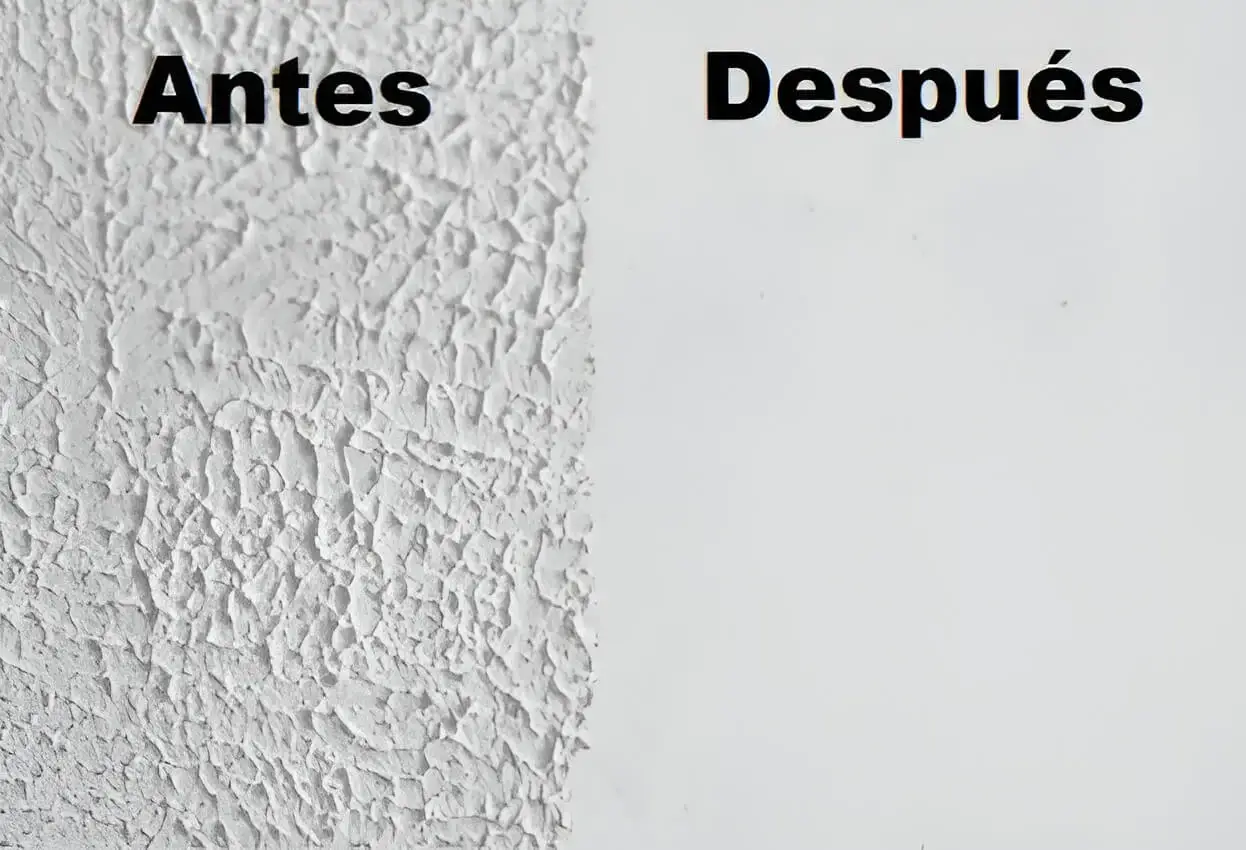 Antes y después de quitar gotelé en pared, trabajo de El Pintor en Cádiz